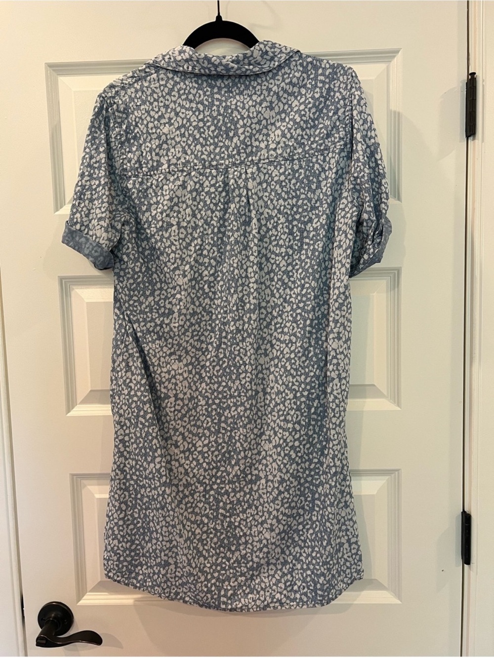 Velvet Heart Blue Tencel Animal Print Shirt Dress Roll Tab Small - Picture 10 of 11